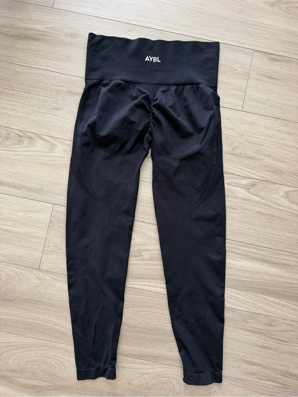 AYBL Black High-Waist Ruched Back Leggings